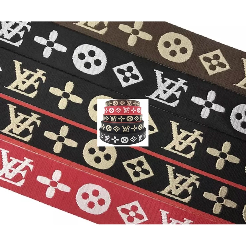 Logotipo personalizado tecido Jacquard Strap Webbing em cor preta para 38mm Nylon Shoulder Strap