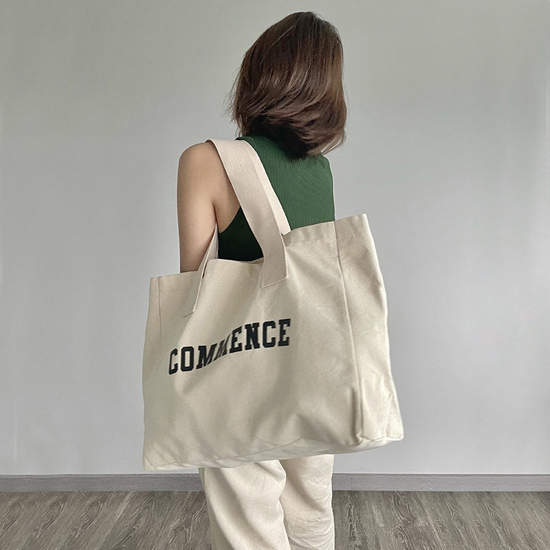 Saco de toque de lona de grande porte ecológico para compras Logotipo personalizado e OEM / ODM aceitável